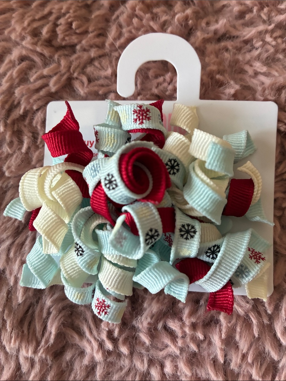 Gymboree Red, Cream & Light Blue Korker Hair Clip with Snowflake Accents